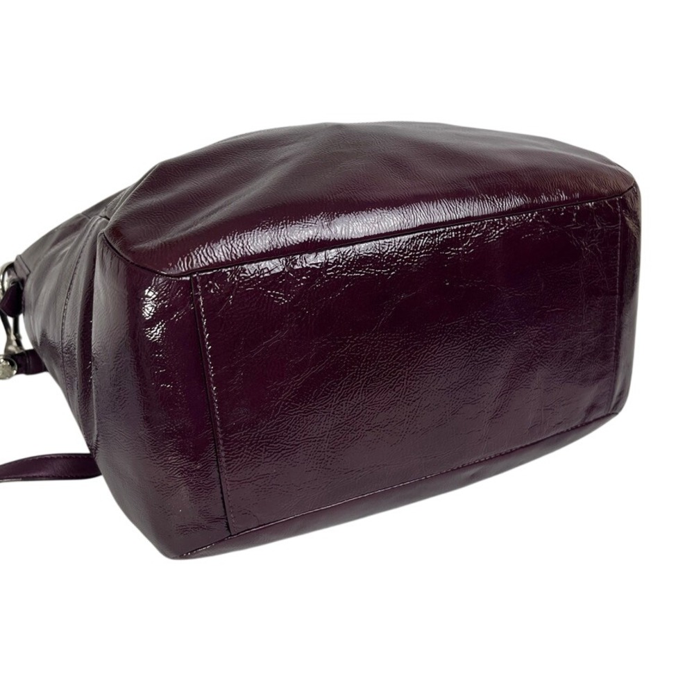 Coach‎ Burgundy Patent Leather Chain Hobo Convertible Shoulder Crossbody Bag - Picture 9 of 16